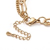 Vacuum Plating 304 Stainless Steel Double Chains Multi Layered Necklace with Rings Charm for Women STAS-E155-15G-4