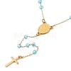 Ion Plating(IP) Crucifix Cross 304 Stainless Steel Rosary Bead Necklaces NJEW-M075-04G-05-2