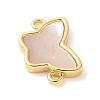 Brass Pave Natural White Shell Connector Charms KK-S522-03I-G-2