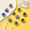 10Pcs Rainbow Color Stripe Resin Beads RESI-YW0001-27B-5