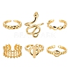 6Pcs 6 Styles Brass Cuff Rings RJEW-LS0001-32G-2