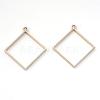Rack Plating Alloy Rhombus Open Back Bezel Pendants PALLOY-S047-22E-FF-1