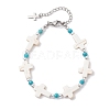 Synthetic Turquoise & Non-magnetic Hematite Beaded Bracelets for Women BJEW-JB12222-01-2