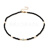 Heart with Evil Eye Natural White Shell Beaded Necklaces NJEW-JN03147-01-1