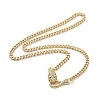 Cubic Zirconia Leopard Pendant Necklace with Brass Curb Chains for Women NJEW-G096-01G-03-1