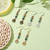 3 Pairs 3 Color Natural & Synthetic Mixed Gemstone Disc Beaded Dangle Earrings EJEW-JE05643-2