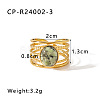 304 Stainless Steel with Synthetic African Turquoise(Jasper) Cuff Open Rings WGD4E42-03-1