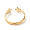 Ion Plating(IP) 304 Stainless Steel Double Star Open Cuff Ring for Women X-RJEW-K245-27G-2