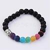 Natural Lava Rock & Gemstone Stretch Beads Bracelets BJEW-JB02514-02-1