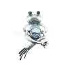 Retro Frog Alloy Pave Natural Paua Shell Brooch PW-WGDE135-01-1