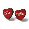 Valentine's Day Theme Printing Wood Stud Earrings for Women EJEW-B029-03-1