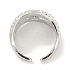 Rack Plating Brass Micro Pave Cubic Zirconia Chains Open Cuff Rings for Women RJEW-I104-08P-3