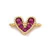 Brass Micro Pave Cubic Zirconia Heart Connector Charms KK-F894-03G-2