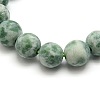 Frosted Natural Green Spot Jasper Round Bead Strands G-M064-8mm-10-2