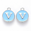 Platinum Plated Alloy Enamel Charms X-ENAM-S118-04V-P-1