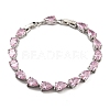 Rack Plating Brass Pave Cubic Zirconia Teardrop Links Bracelets for Women BJEW-H604-01P-03-1