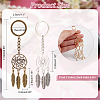  12Pcs 2 Colors Woven Net/Web with Feather Pendant Alloy Keychain KEYC-NB0001-58-2