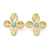 Natural Amazonite Flower Stud Earrings EJEW-L267-001G-08-1