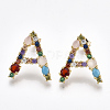 Brass Micro Pave Cubic Zirconia Ear Studs EJEW-S201-41A-2