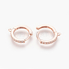 Brass Micro Pave Cubic Zirconia Huggie Hoop Earring Findings KK-O112-13RG-2