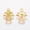 Brass Micro Pave Cubic Zirconia Charms KK-I613-09G-2