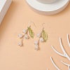 ABS Plastic Flower of Life with Shell Pearl Beaded Dangle Earrings EJEW-TA00182-2
