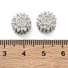 Flower Brass Micro Pave Clear Cubic Zirconia European Beads KK-D229-05P-3