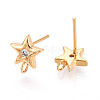 Brass Micro Pave Clear Cubic Zirconia Stud Earring Findings MAK-T011-11G-03-2