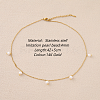 Stainless Steel Imitation Pearl Cable Chain Bib Necklaces for Women GX8162-2-1