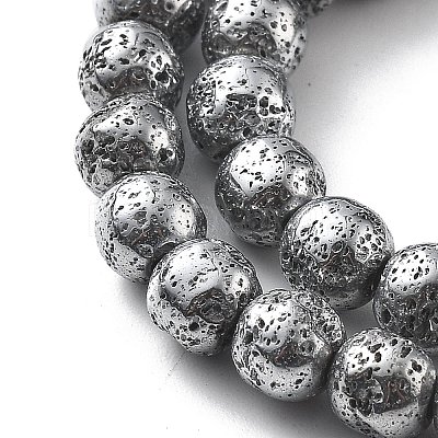 Electroplated Natural Lava Rock Beads Strands G-A251-B01-01C-1