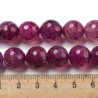 Faceted Natural Dragon Veins Agate Beads Strands G-F447-12mm-L02-1