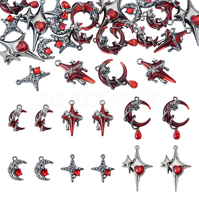 24Pcs 6 Styles Alloy Resin Pendants FIND-TA0009-58-1