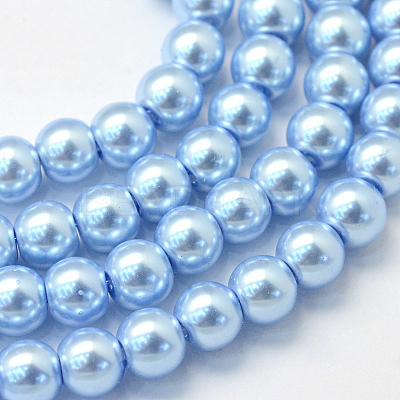 Baking Paint Pearlized Glass Pearl Round Bead Strands X-HY-Q003-6mm-24-1