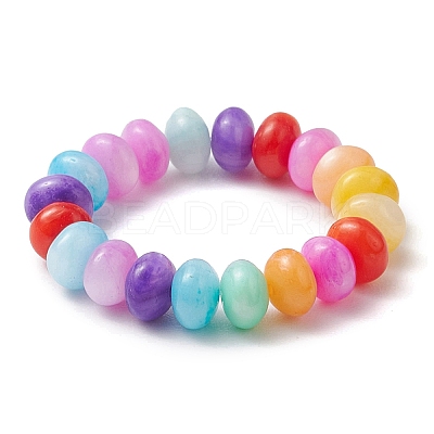 Rondelle Dyed Natural Freshwater Shell Beaded Stretch Rings for Women RJEW-JR00741-1