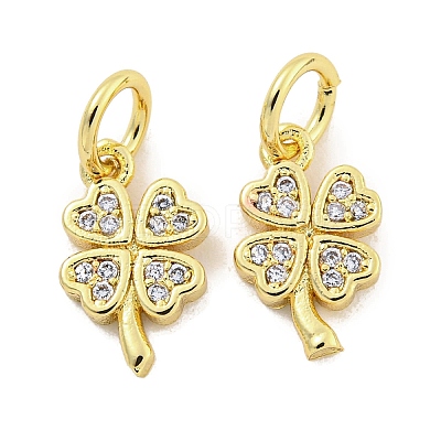 Rack Plating Brass Micro Pave Clear Cubic Zirconia Charms KK-Q814-08G-1