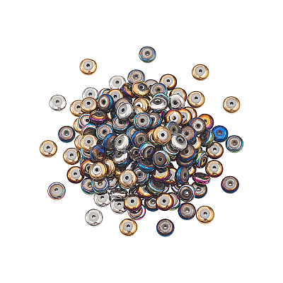 210Pcs 6 Colors PVD Vacuum Plating Non-magnetic Synthetic Hematite Beads G-CJ0001-45-1