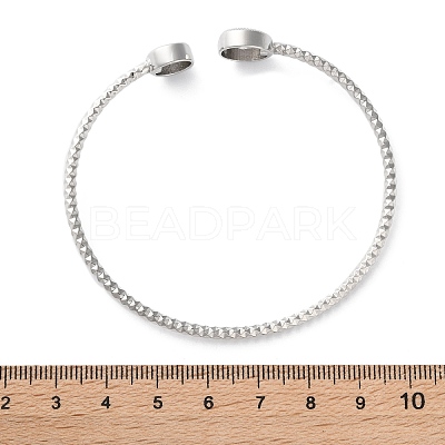 Clear Cubic Zirconia Open Cuff Bangle BJEW-G737-01P-03-1
