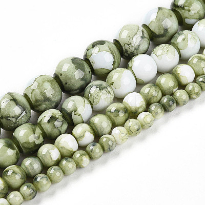 Baking Paint Glass Beads Strands DGLA-N003-4mm-C06-1