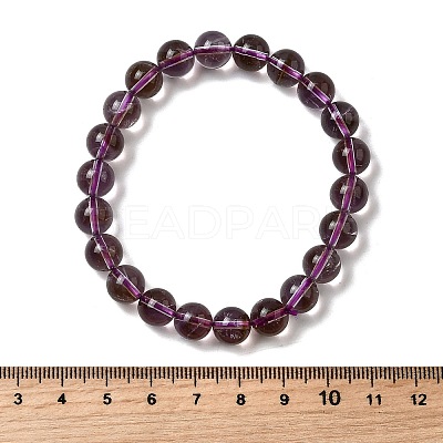 Natural Amethyst Round Beads Stretch Bracelets for Women BJEW-L712-B04-8mm-1
