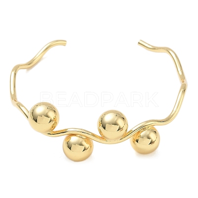 Wave Brass Cuff Bangles BJEW-C157-04G-1