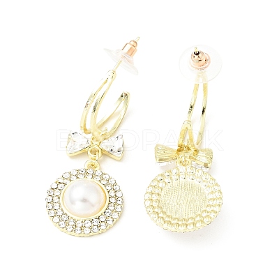 Crystal Rhinestone Dangle Stud Earrings with Imitation Pearl EJEW-C037-02B-LG-1