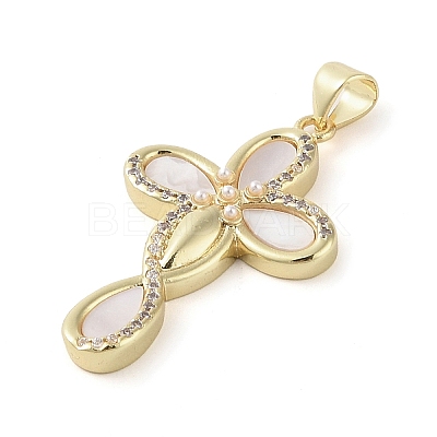 Brass Micro Pave Clear Cubic Zirconia Pendants KK-Q813-16B-G-1