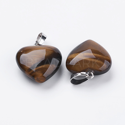 Natural Tiger Eye Pendants G-E434-07P-1
