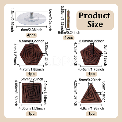 4Pcs 4 Styles Wood Drawer Pull Drop Swing Handles FIND-NB0006-85-1