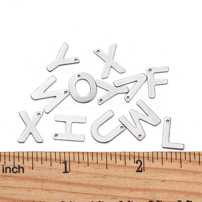 Tarnish Resistant 201 Stainless Steel Letter Charms STAS-S036-M-1