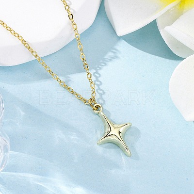 2Pcs 2 Colors Star Alloy Pendant Necklaces NJEW-JN05214-1