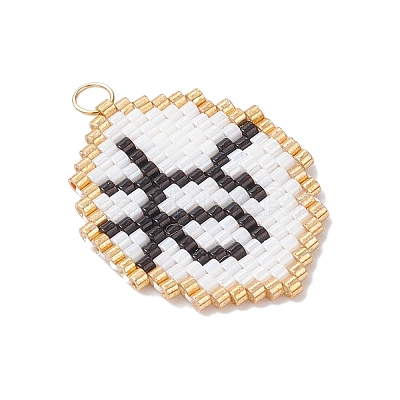 Glass Seed Beaded Twelve Constellations Pendants PALLOY-MZ00891-08-1