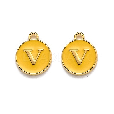Golden Plated Alloy Enamel Charms LS-ENAM-Q437-13V-1