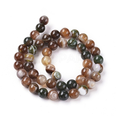 Natural Striped Agate/Banded Agate Beads Strands G-G582-8mm-41-1