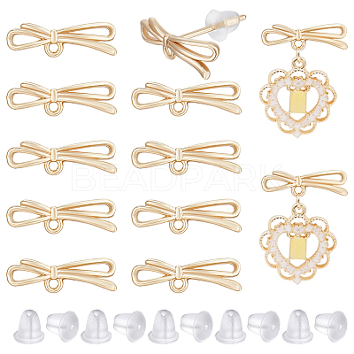 10Pcs Brass Bowknot Stud Earring Findings KK-BC0011-06-1